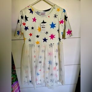 Hanna Andersson Girls NWT Star Print Dress with Tulle Skirt Size 5 (110)
